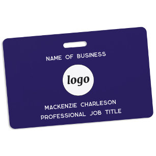 Crachá Logotipo Profissional Empresarial Azul Marinho Nom