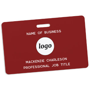 Crachá Logotipo profissional Nome vermelho da borda