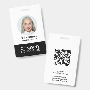 Crachá LOGOTIPO QR CODE FOTO FUNCIONÁRIO ID Personalizado