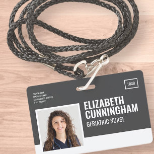 Crachá Logotipo Retangular Enfermeira Foto Código de Barr