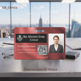 Crachá Logotipo Retangular Personalizado em Foto ID Metál