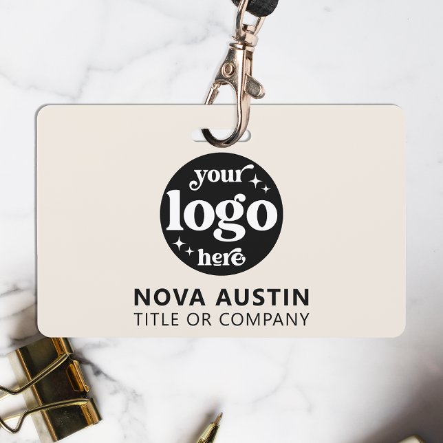 Crachá Logotipo simples da empresa profissional ID do Fun (Criador carregado)