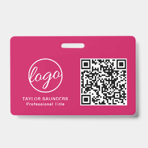 Crachá Logotipo simples ID de Funcionarios Código QR Fus