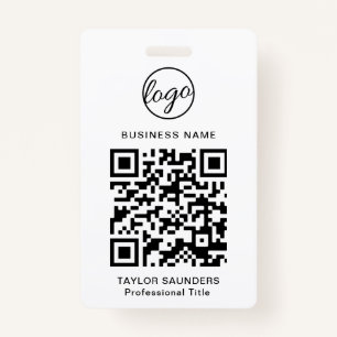 Crachá Logotipo Simples Personalizado Código QR de ID de