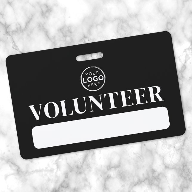 Crachá Logotipo Voluntário Preto (Black White Logo Volunteer Badge )