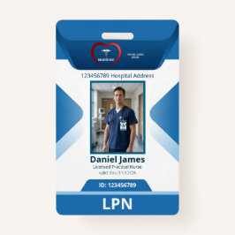 Crachá LPN Licensed Practical Nurse Photo Hospital Logo