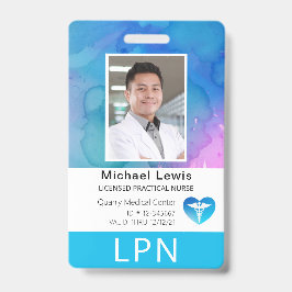 Crachá LPN vertical, enfermeiro prático licenciado, ID de
