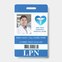 Crachá LPN vertical, enfermeiro prático licenciado, ID de