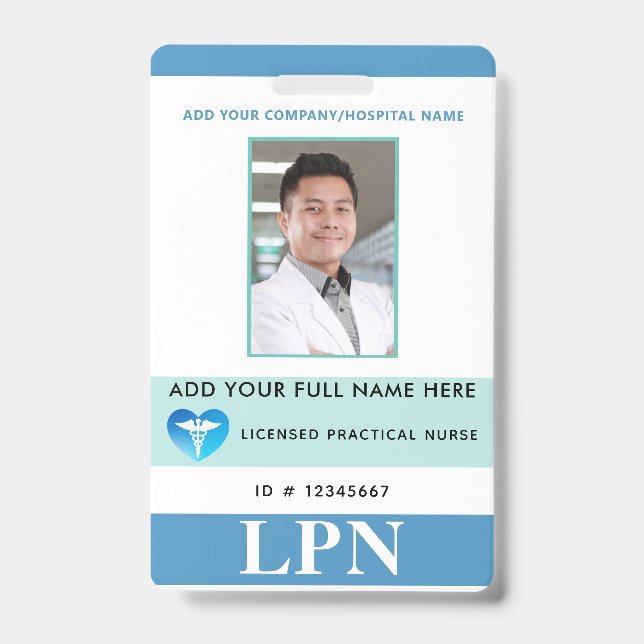 Crachá LPN Vertical, Enfermeiro Prático Licenciado, Ident (Frente)