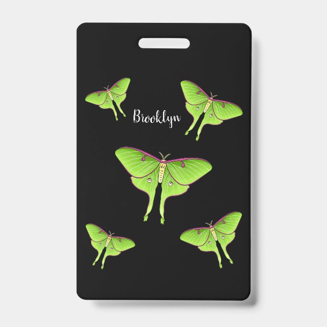 Crachá Luna Moth cartoon illustration   (Frente)