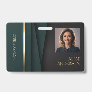 Crachá Luxuoso notário público verde elegante dourado