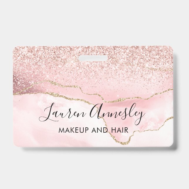 Crachá Marble de Agato Rosa Esmagado Personalizado (Frente)