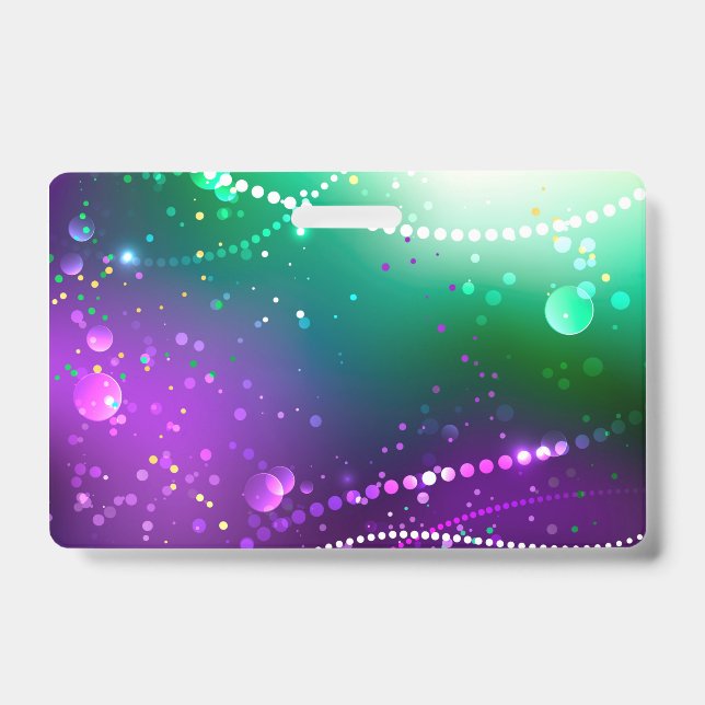 Crachá Mardi Gras Festive Purple Background (Frente)