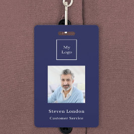 Crachá Marinho azul nome da foto QR código comercial logo