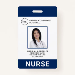 Crachá Marinho Médico Enfermeiro Blue Hospital Logo ID