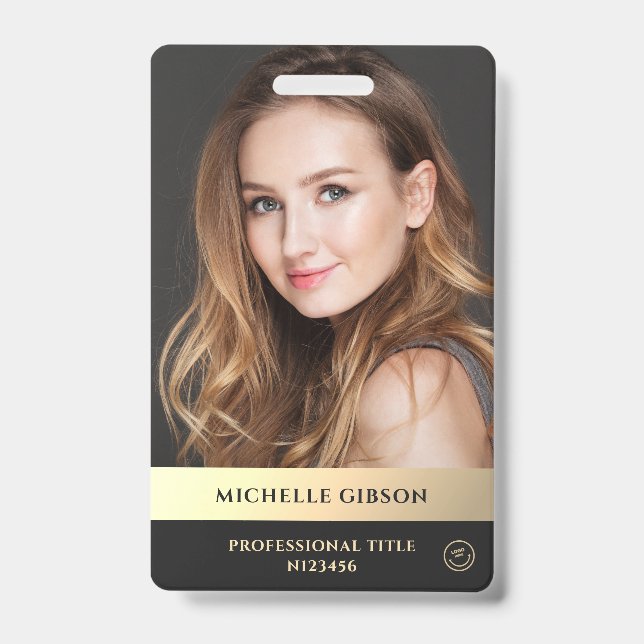 Crachá Marketing profissional moderno preto elegante (Frente)