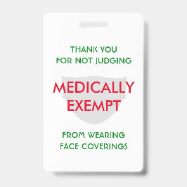 Crachá Máscara Branca Isenta Médica