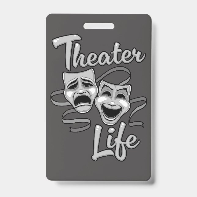 Crachá Máscaras de Comédia e Tragédia da Vida em Teatro (Frente)