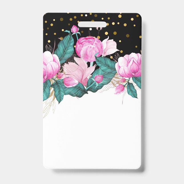 Crachá Material de escritório para eventos planos cor-de- (Front)