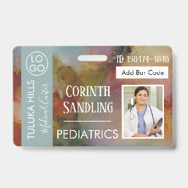Crachá Medica Photo ID Floral Abstrato