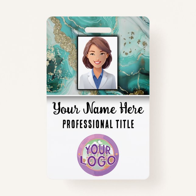 Crachá Medical Staff Name Title Logo Nurse Doctor  (Frente)