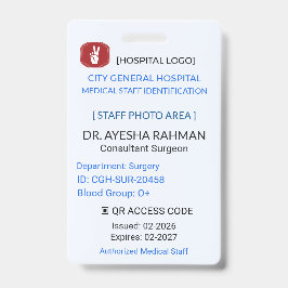 Crachá Médico | Equipe Cirúrgica – ID do Hospital