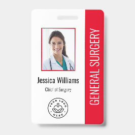 Crachá Médico Hospital Médico do MD Foto ID Vermelho