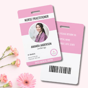 Crachá Médico Hospitalar Empregado Rosa Código de