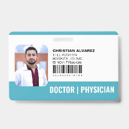 Crachá Médico Hospitalar Personalizado Azul Teal