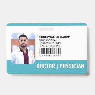 Crachá Médico Hospitalar Personalizado Azul Teal