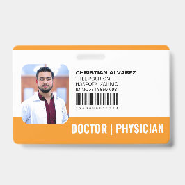 Crachá Médico Hospitalar Personalizado Laranja