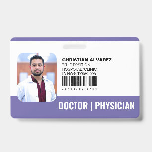 Crachá Médico Hospitalar Personalizado Roxo