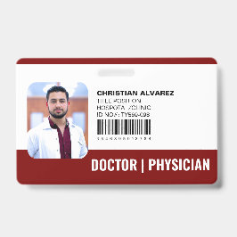 Crachá Médico Hospitalar Personalizado Vermelho
