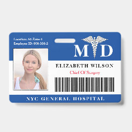 Crachá Médico| ID de Foto de Funcionário Médico Hospitala