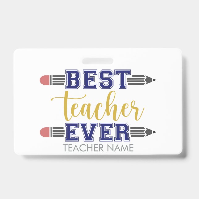 Crachá Melhor Professora Personalizada De Todos Os tempos (Frente)