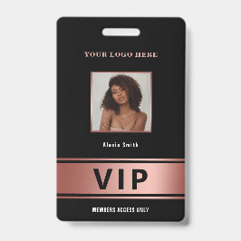 Crachá Membro com acesso VIP foto glamour em ouro rosa