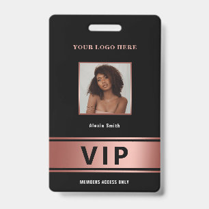 Crachá Membro com acesso VIP foto glamour em ouro rosa