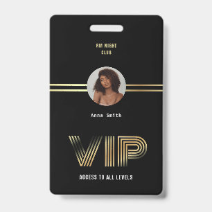 Crachá Membro de Acesso VIP Foto em Folha de Ouro Nighclu