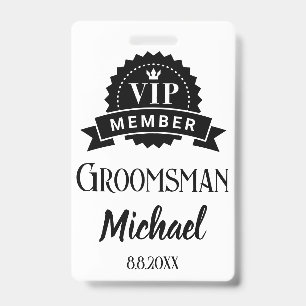 Crachá membro vip padrinho personalizado casamento