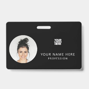 Crachá Mesma frente e trás   Foto do funcionário, logotip