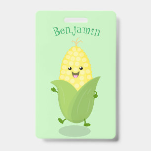 Crachá Milho feliz e fofo cartoon personalizado
