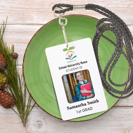 Crachá Minimalist Homeschool Student ID Badge with Photo