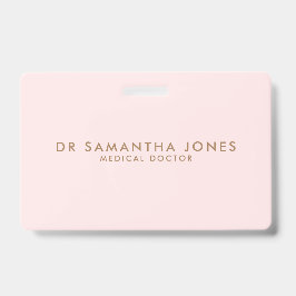 Crachá Minimalista Moderno Profissional Rosa Médico