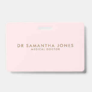 Crachá Minimalista Moderno Profissional Rosa Médico