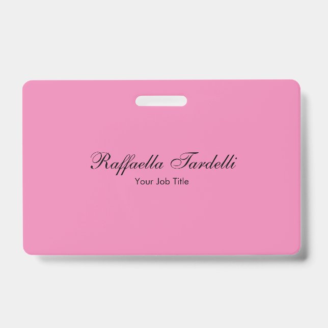 Crachá Minimalista personalizado nome customizado cor de  (Frente)