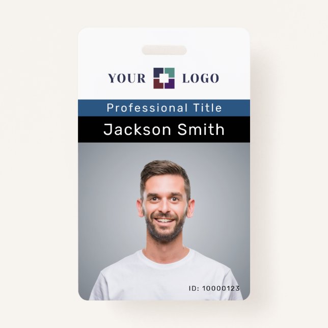 Crachá mínimo personalizado de foto e nome do func (Frente)