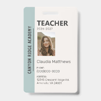 Crachá Mint Stripe Homeschool Educator ID Badge