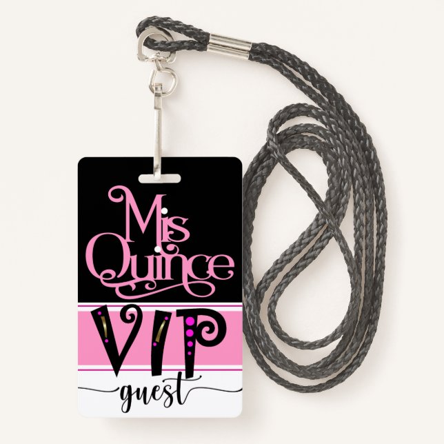 Crachá Mis Quince VIP Revisado - Ver Costas (Frente com cordão)