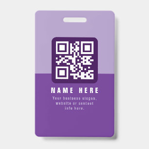 Crachá Modelo de código QR moderno editável Roxos