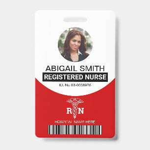 Crachá modelo de foto de caduceu de enfermeira registrada